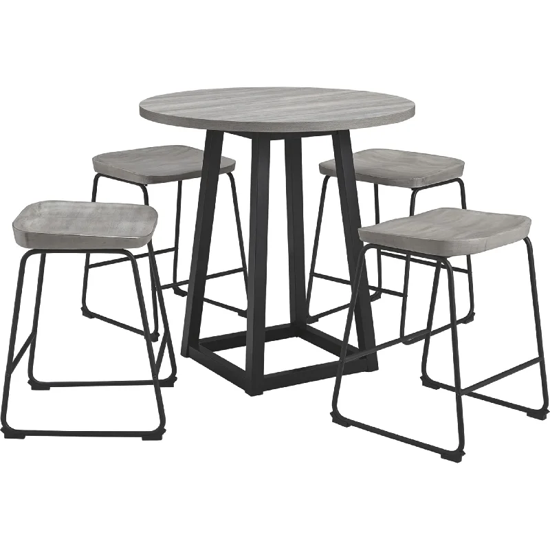 portable outdoor dining set-Naples 5 Piece Dining Room - Gray/Black - (PKG008931)