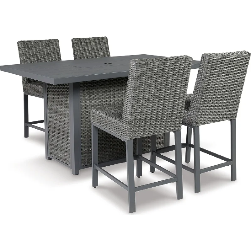 oval patio dining set-Palazzo 5 Piece Outdoor Dining Set - Gray