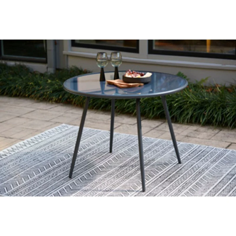 compact patio dining set-Palm Bliss Outdoor Round Dining Table - Gray