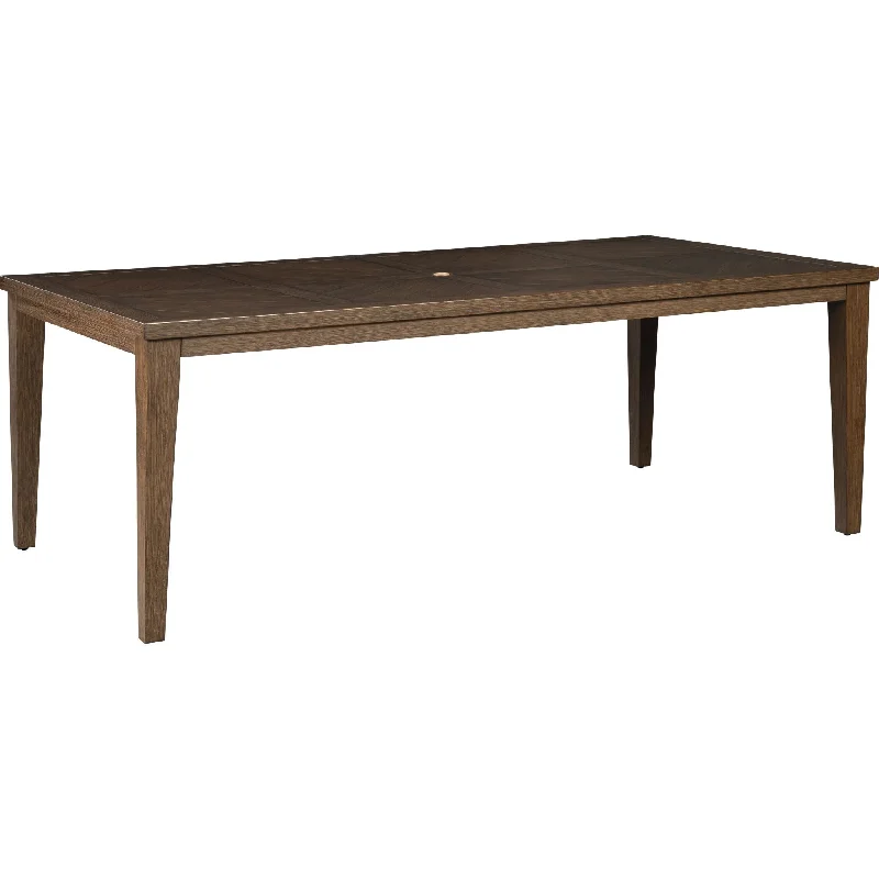 traditional outdoor dining set-Paradise Trail Outdoor Rectangle Dining Table - Medium Brown