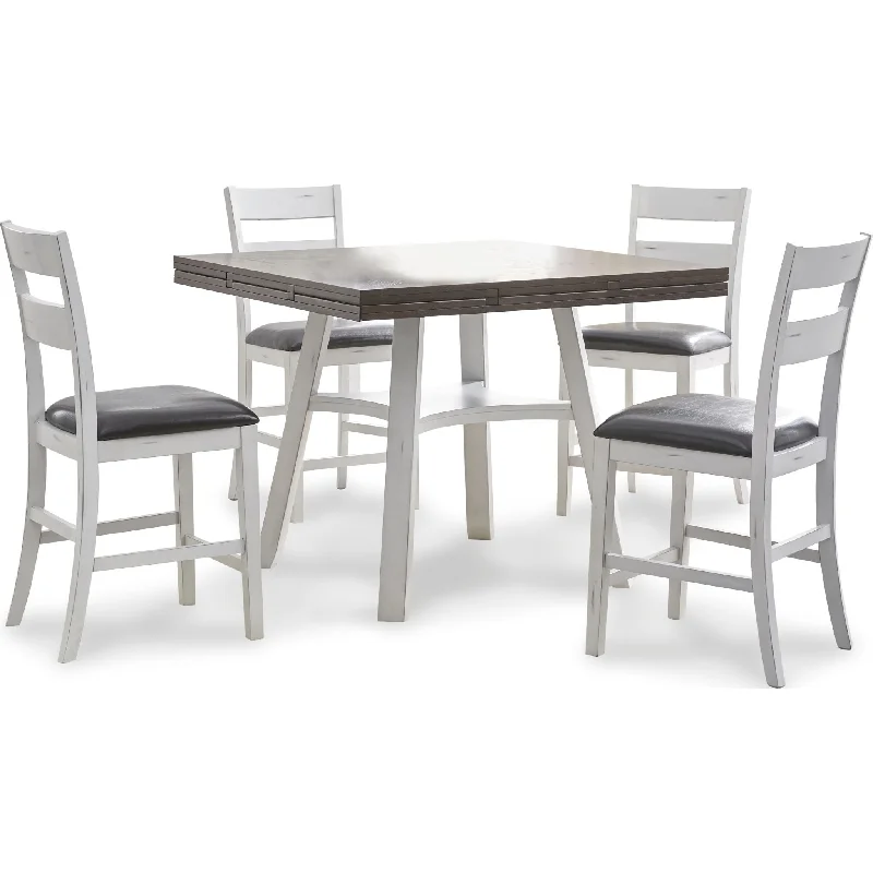 italian outdoor dining set-Postenbrook 5 Piece Casual Dining - White/Brown - (PKG013285)