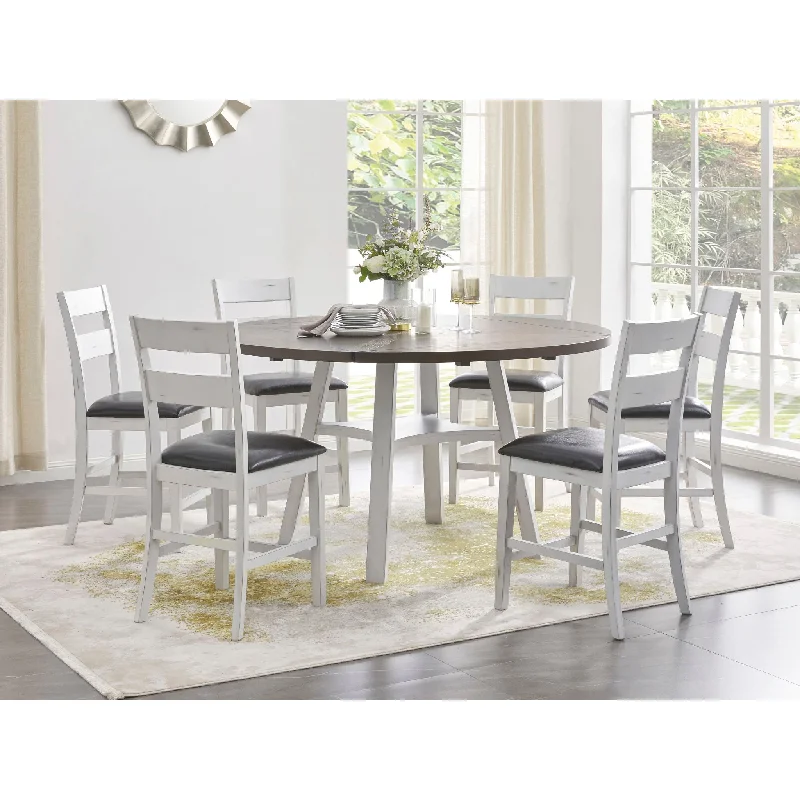 asian patio dining set-Postenbrook 7 Piece Formal Dining - White/Brown - (PKG013286)