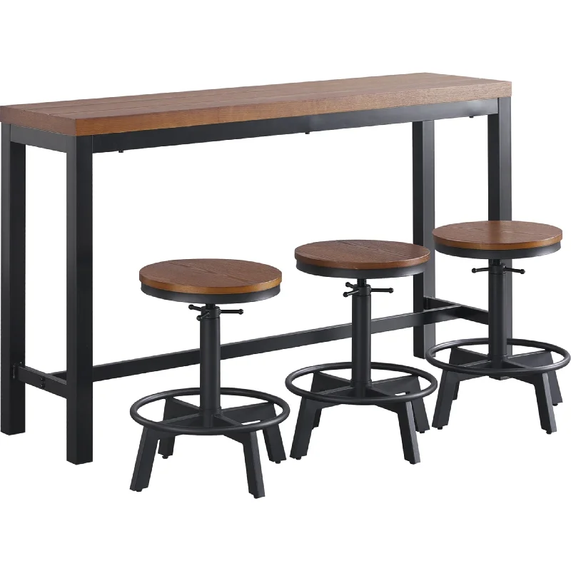 mediterranean outdoor dining set-Quinidad 4 Piece Pub Dining - Black/Brown - (D320-223)