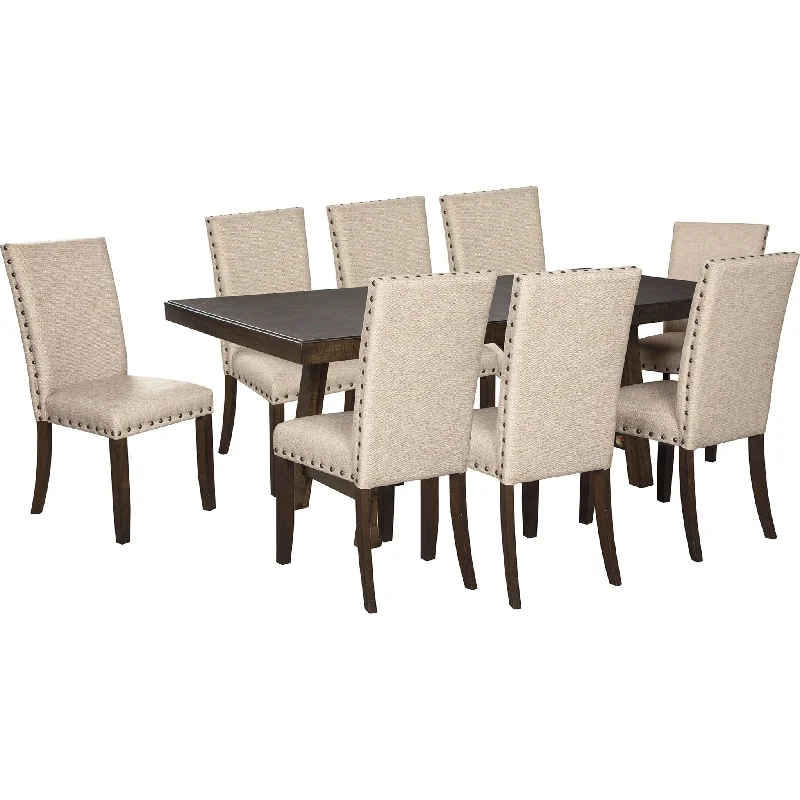 red outdoor dining set-Rokane 9 Piece Dining Room - Brown - (PKG001977)