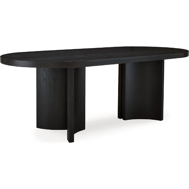 wide patio dining set-Rowanbeck Dining Table - Black - (D821-25)