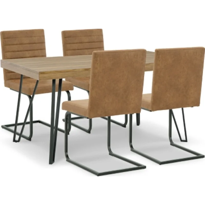 teak bistro dining set-Strumford 5 Piece Casual Dining - Light Brown/Black - (PKG013941)