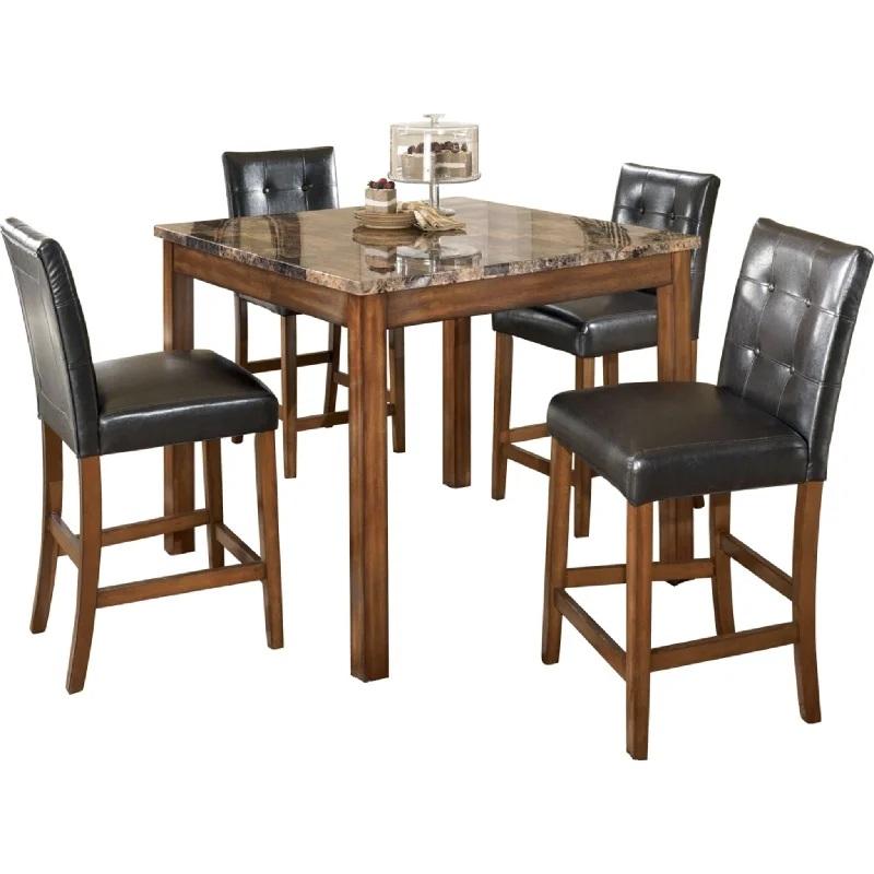 custom garden dining set-Theo 5 Piece Pub Dining - Brown - (D158-233)