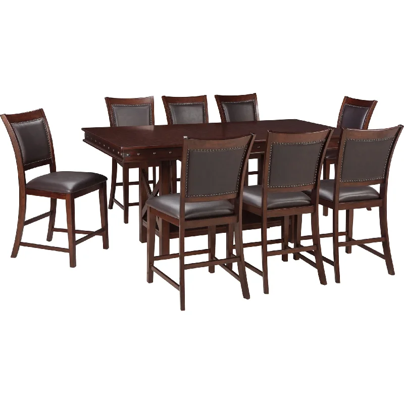 traditional bistro dining set-Vardona 9 Piece Formal Dining - Dark Brown - (PKG002037)